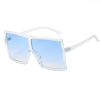 Oversize Vintage Fashion Sunglasses - Blue and White